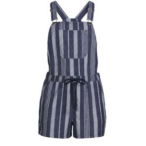 No Boundaries Navy Striped Shortalls Juniors Size XXXL